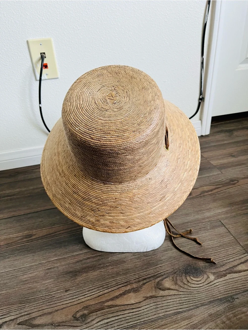 Natural Straw Sun Hat with Leather Tie